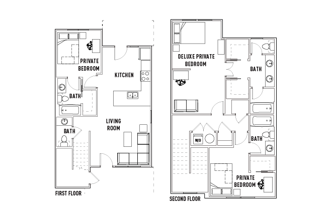 3 Bed - 3.5 Bath Townhome A1 Deluxe Private Bedroom