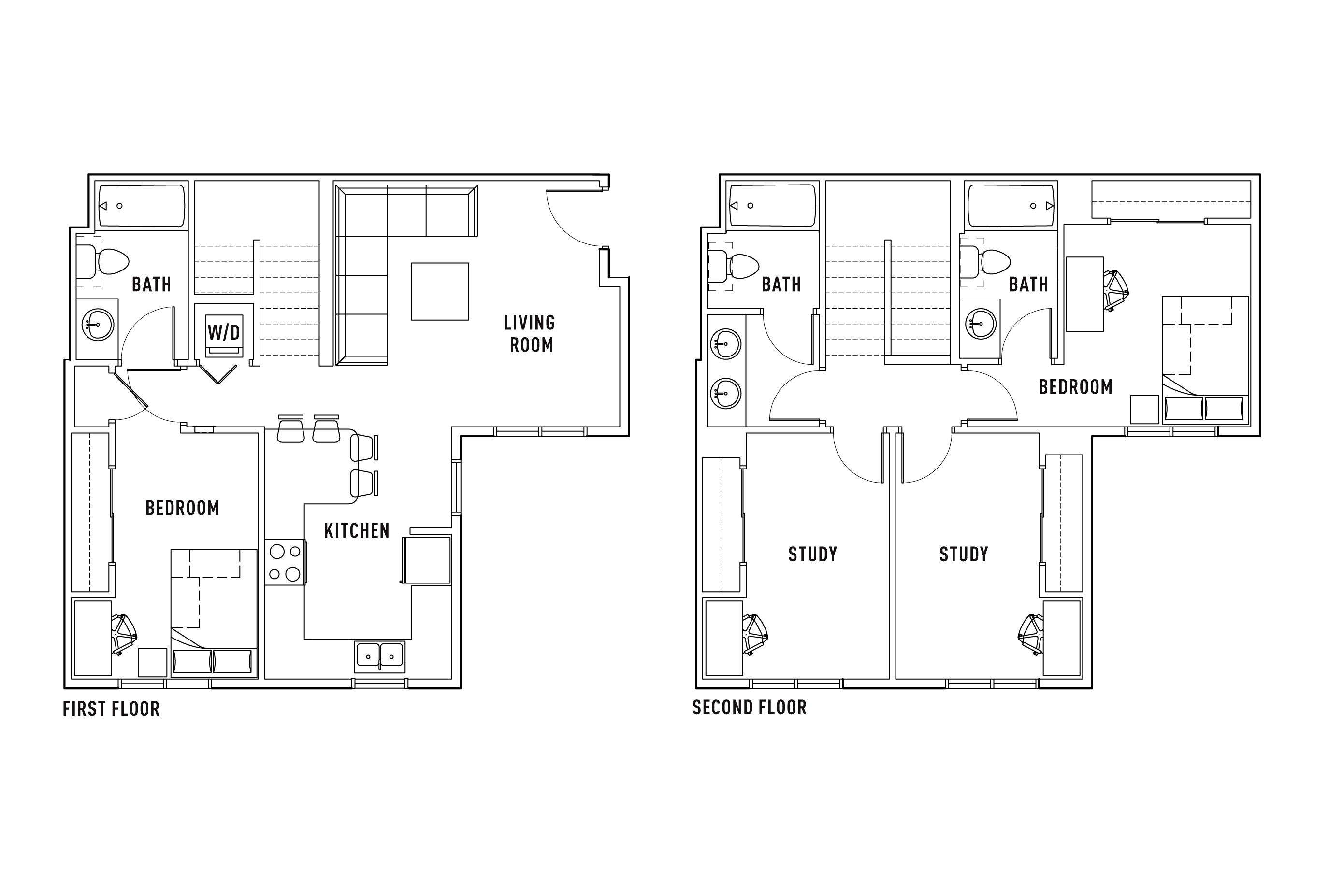 2 Bed - 3 Bath with Private Study