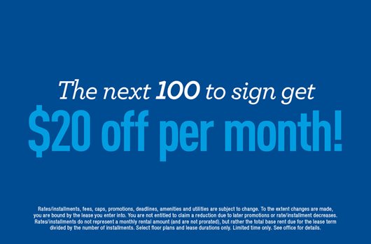 The next 100 to sign get $20 off per month!