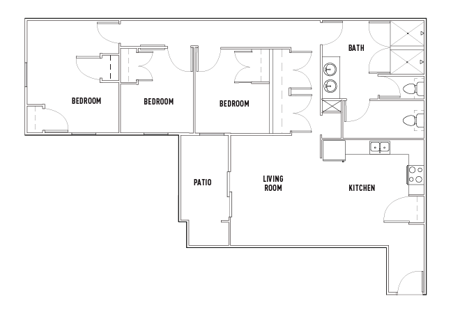 3 Bed - 1 Bath A Standard Floors 2-4