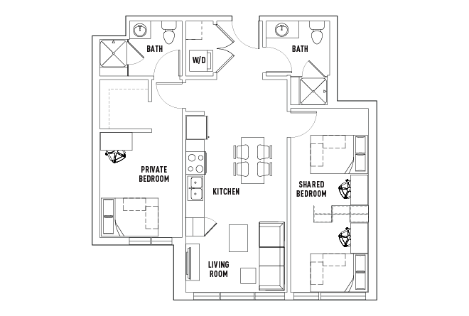 2 Bed - 2 Bath F Shared