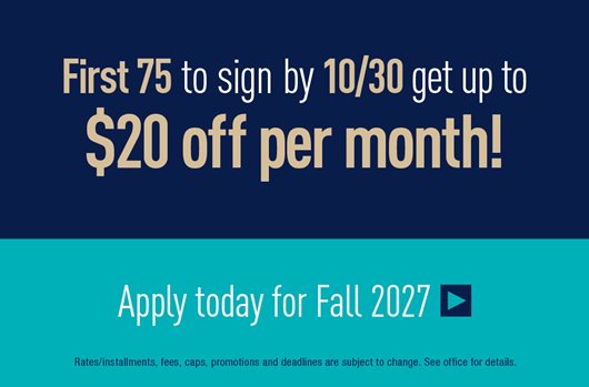 First 75 to sign by 10/30 get up to $20 off per month!