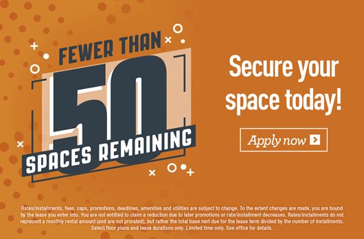 Fewer than 50 spaces remaining