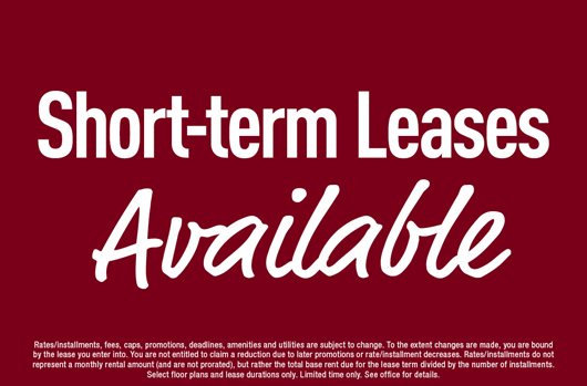 Short Term Leases Available! 