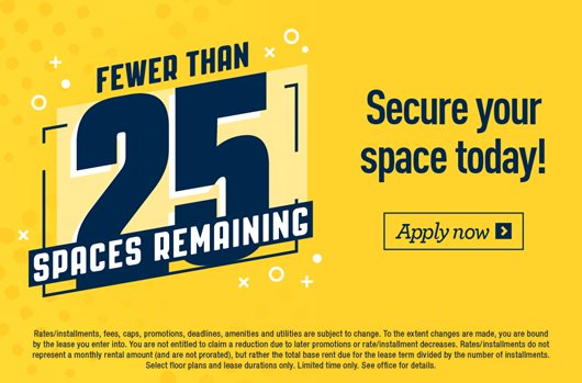 Fewer than 25 spaces remaining! Apply Now>
