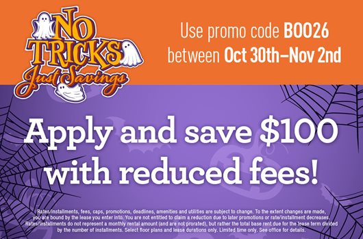 Use promo code BOO26 between Oct 30th - Nov 2nd and save $100 with reduced fees.