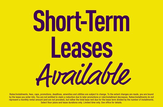 Short Term Leases Available!