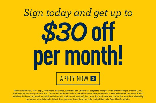 Sign today and get up to $30 off per month! Apply Now>