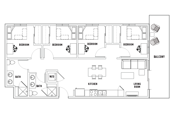 4 Bed - 2 Bath B Premium