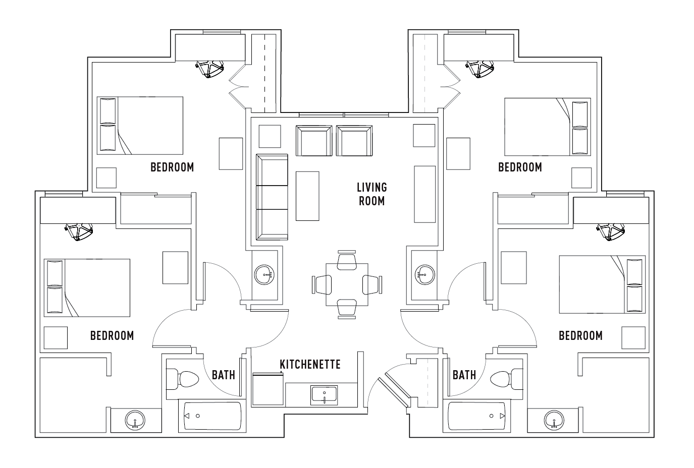 4 Bed - 2 Bath Private Bed