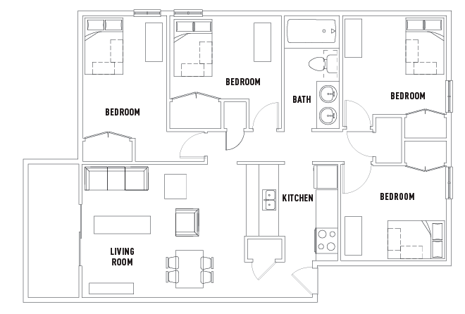 309/311 E. Daniel - 4 Bed - 1 Bath B
