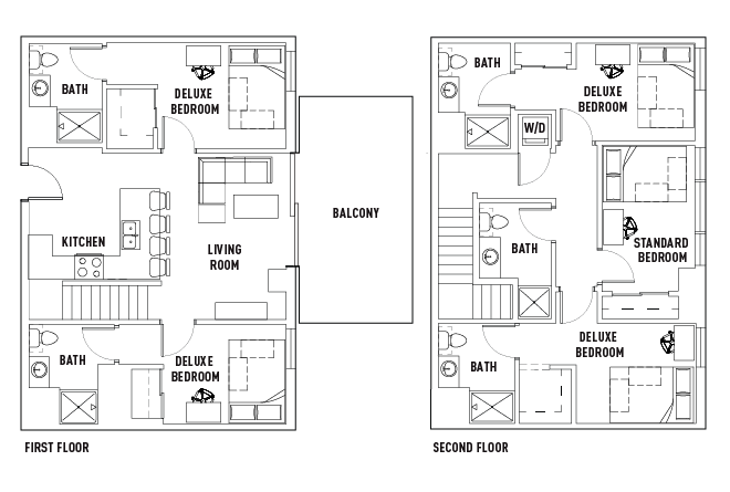 5 Bed - 5 Bath Townhome Premium Deluxe Bedroom