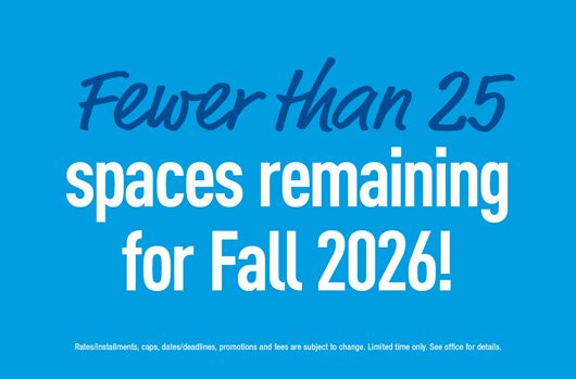 Fewer than 25 spaces remaining!