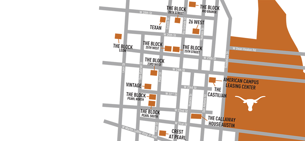 Apartments near UT Austin map