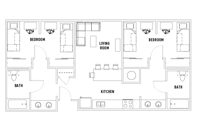 2 Bed - 2 Bath A Shared Bedroom