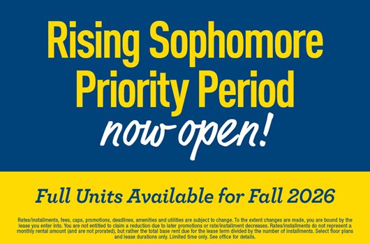 Rising Sophomore Priority Period NOW OPEN Full Units Available for Fall 2026!