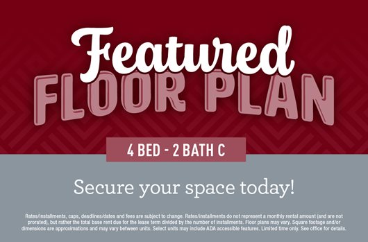 Featured Floor Plan 4-bed 2-bath A Apply Now