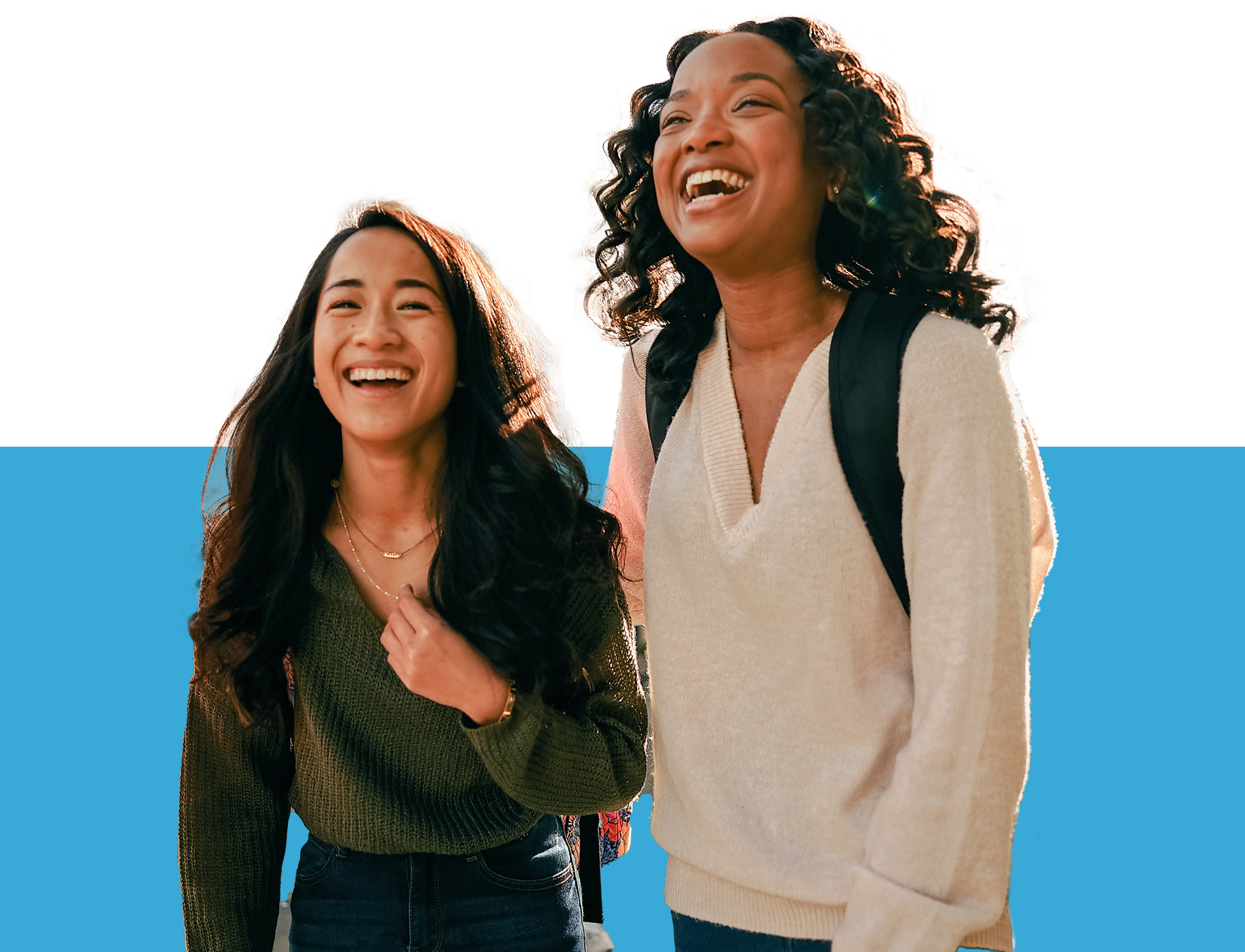 Students with backpacks on campus