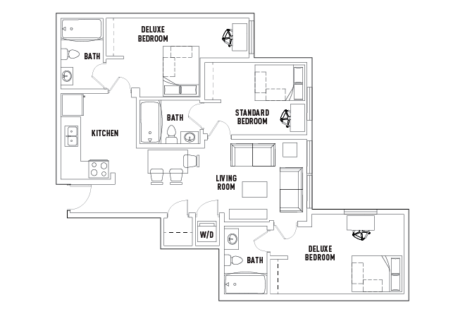 3 Bed - 3 Bath B Standard Bedroom