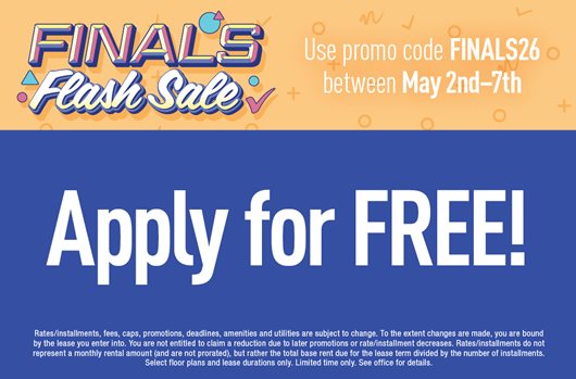 Use promo code FINALS26 between May 2nd - 7th and apply for FREE