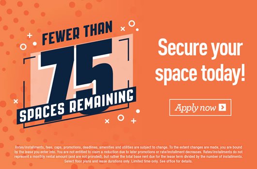 Fewer than 75 spaces remaining for Fall 2026