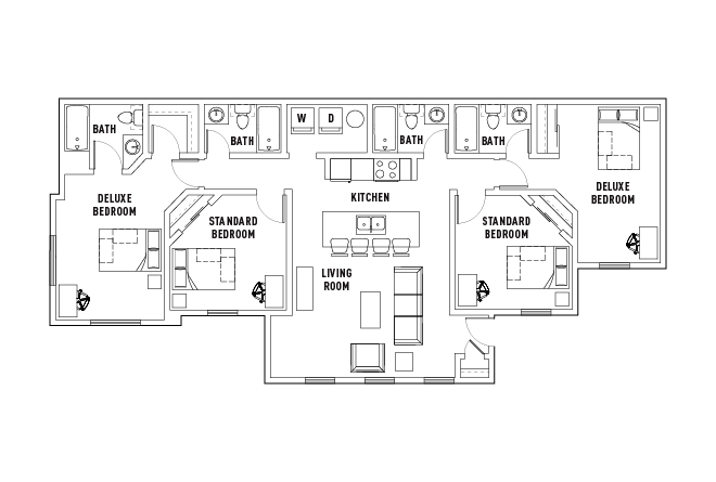 4 Bed - 4 Bath A Standard Bedroom