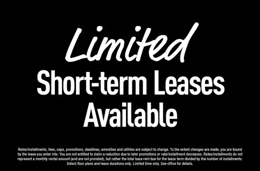 Limited short term leases available!