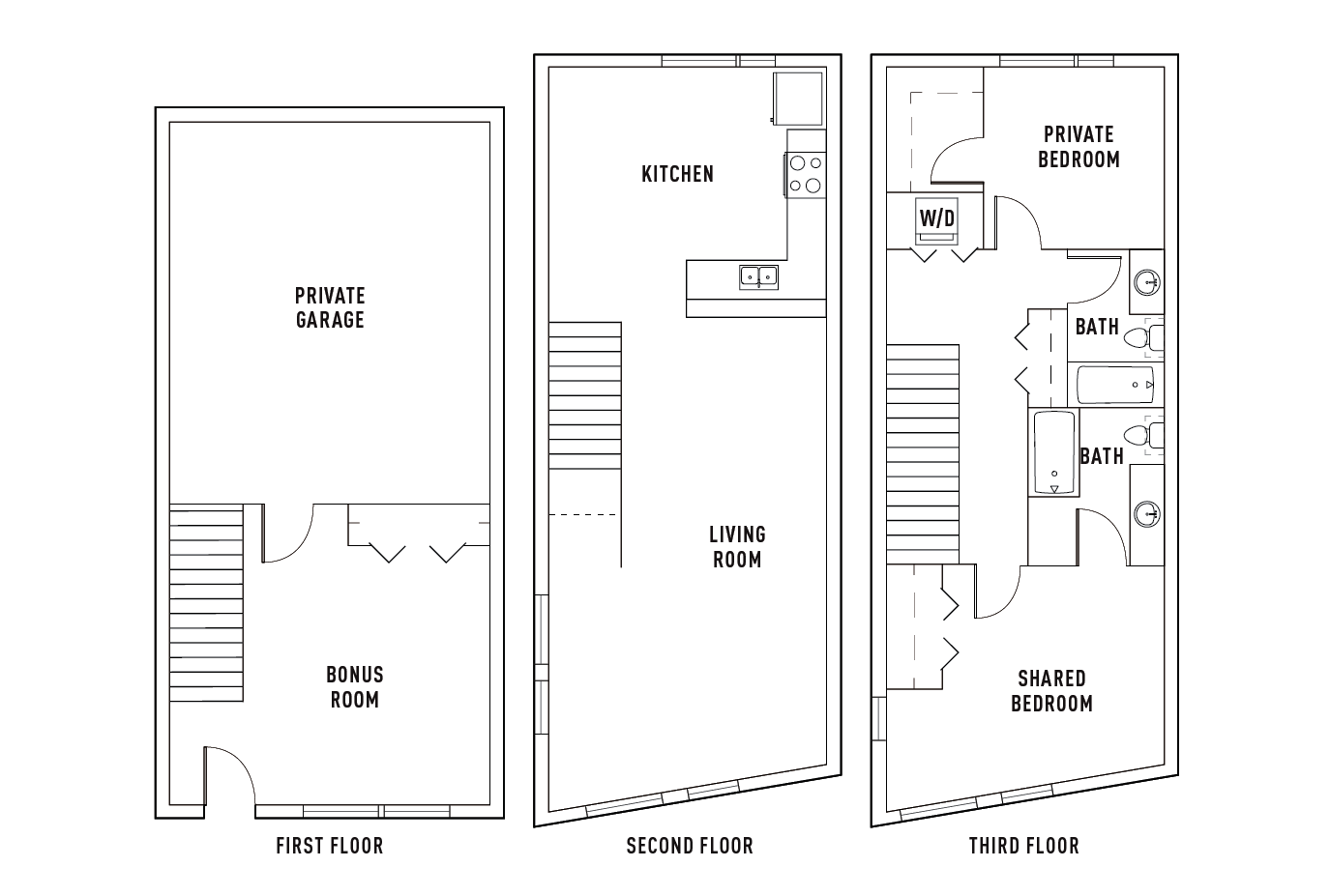2 Bed - 2 Bath Townhome w/Bonus Room Shared Bedroom Furnished