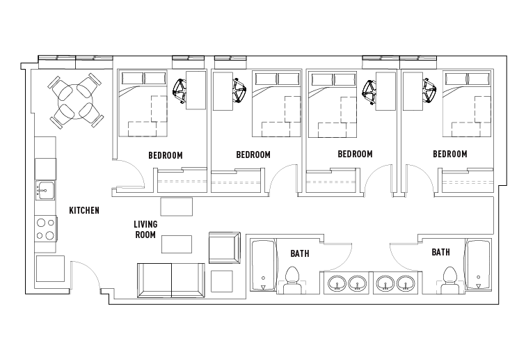 4 Bed - 2 Bath Private Bedroom