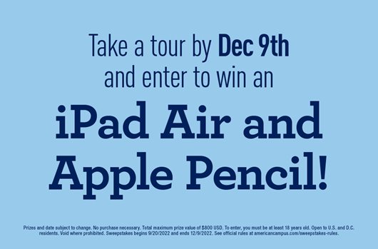 Take a tour by Dec 9th and enter to win an iPad Air and Apple Pencil!