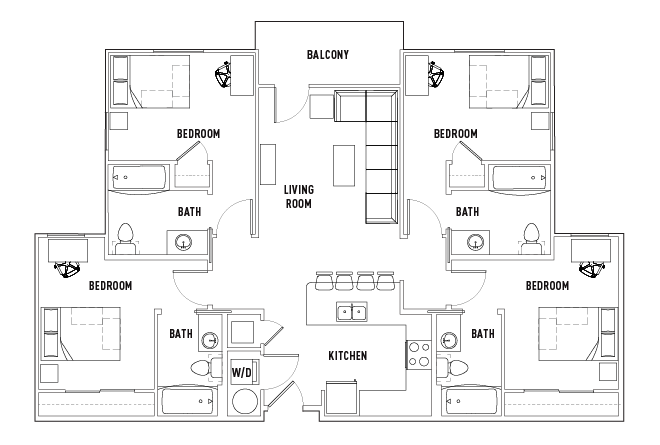 4 Bed - 4 Bath Apartment B
