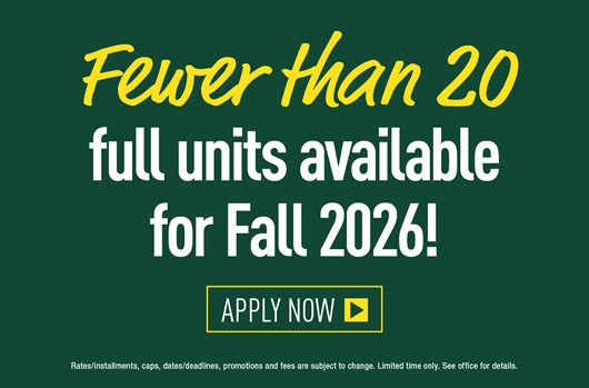 Fewer than 20 full units available for Fall 2026!
