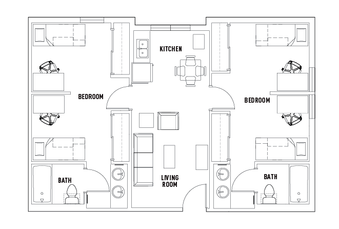 2 Bedroom - 2 Bath Suite Double