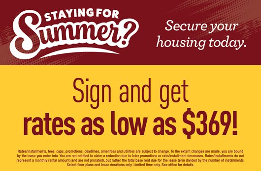 Summer Backfill Get rates as low as $369 Apply for FREE