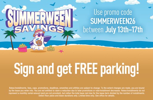 Use promo code SUMMERWEEN26 between July 13th - 17th and get FREE parking