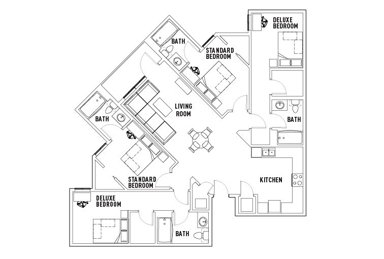 4 Bed - 4 Bath B Standard Bedroom