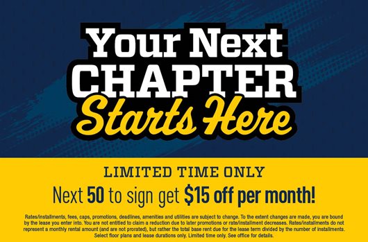 You next chapter starts here. Next 50 to sign and get $15 off per month!