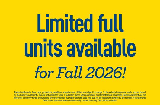 Limited full units available for Fall 2026!
