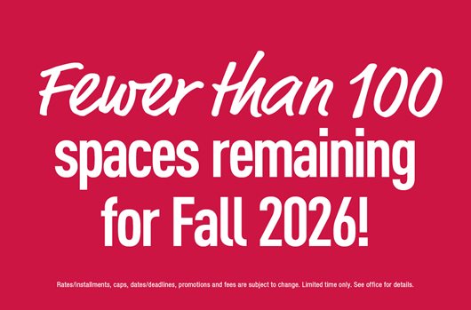 Fewer than 100 spaces remaining for Fall 2026