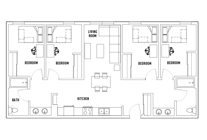 4 Bed - 2 Bath Private Bedroom