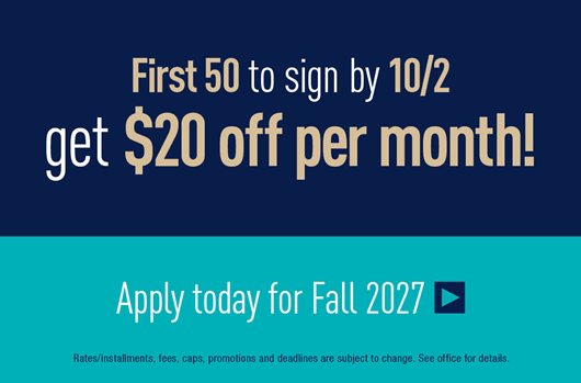 First 50 to sign by 10/2 get $20 off per month!