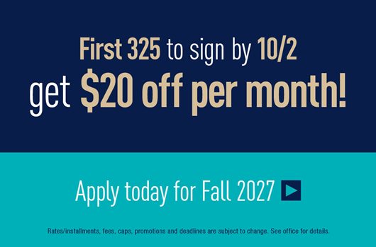 First 325 to sign by 10/2 get $20 off per month!