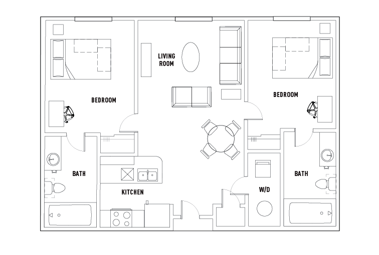 2 Bed - 2 Bath A Private Bedroom