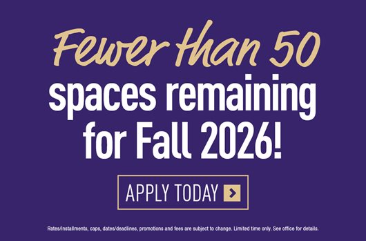 Fewer than 50 spaces remaining! Apply Now>