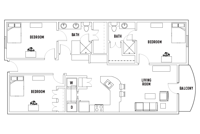 Texan: 3 Bed/2 Bath Rio Grande Shared Bath - Unfurnished