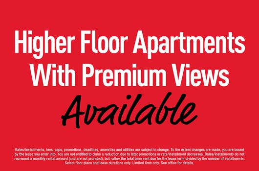 Higher Floor Apartments With Premium Views Available