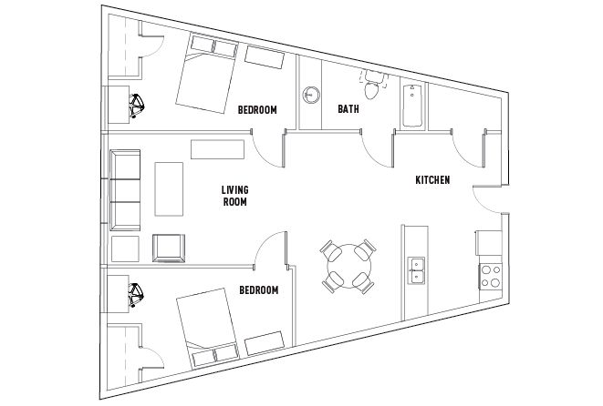 2 Bed - 1 Bath B