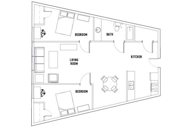 2 Bed - 1 Bath B
