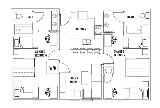 4 Bed - 4 Bath Private Bedroom
