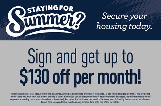 Summer Backfill Get up to $130 off per month